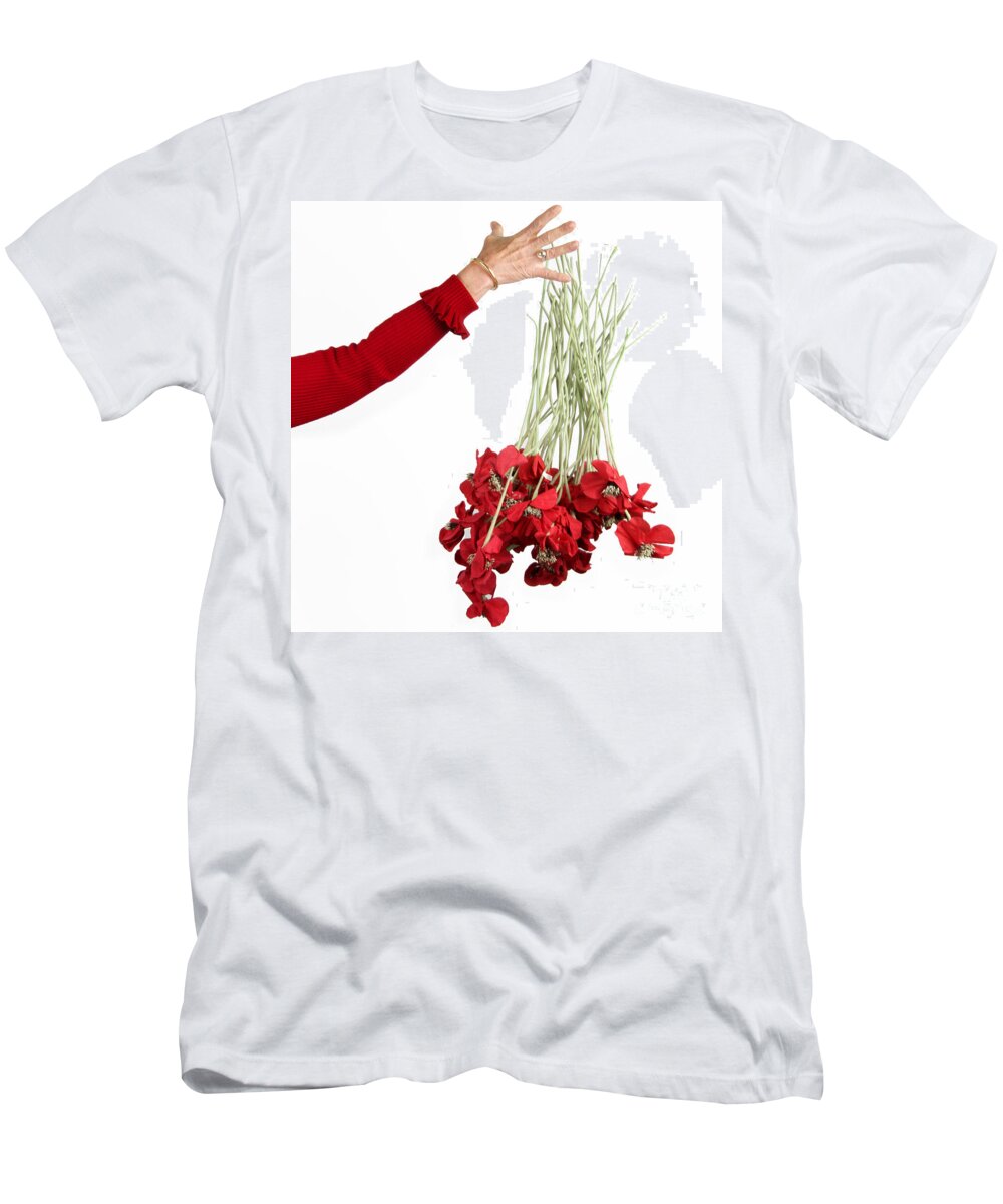 People T-Shirt featuring the photograph Red bouquet by Bernard Jaubert
