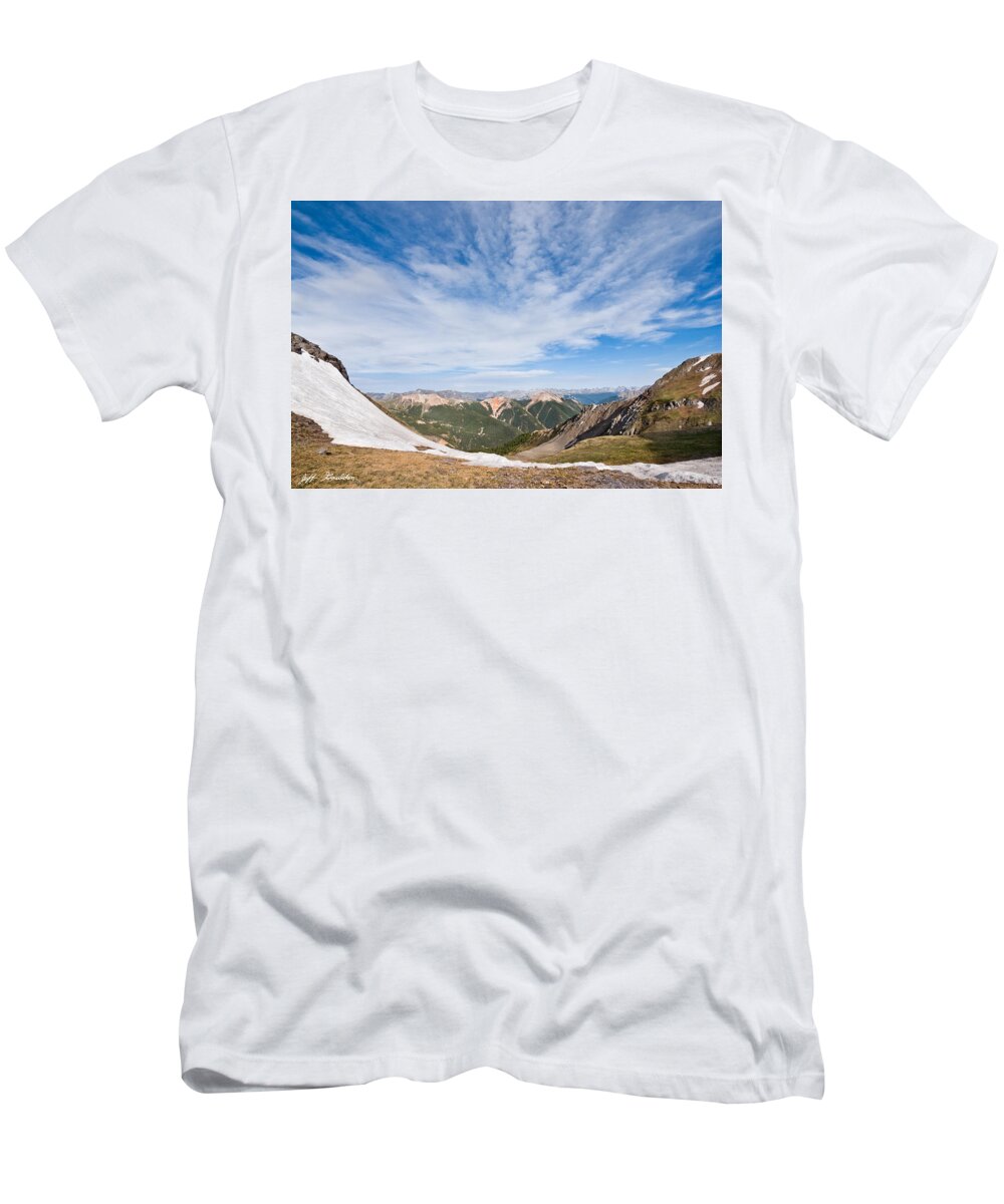 Barren T-Shirt featuring the photograph Red Mountain from Columbine Lake Pass by Jeff Goulden