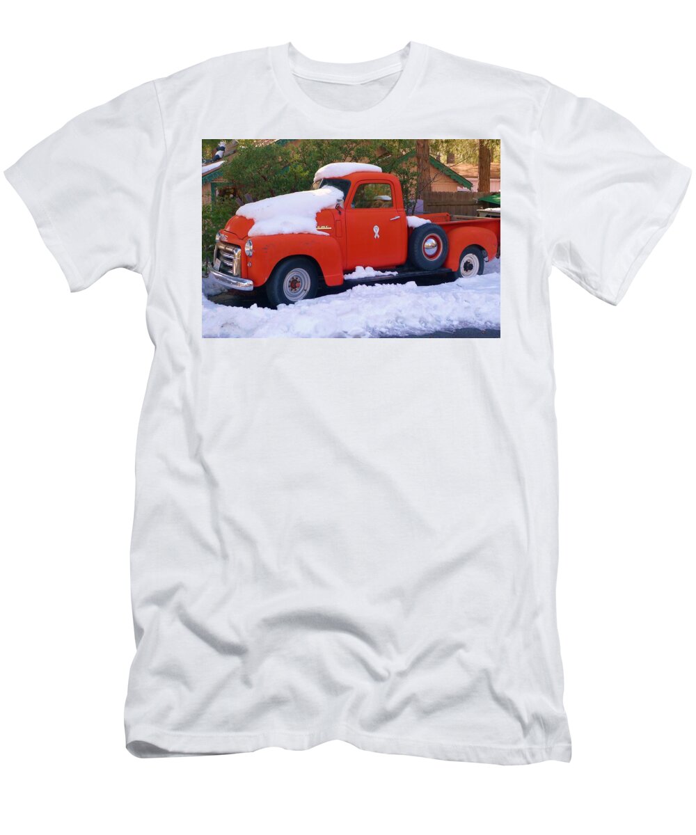  T-Shirt featuring the photograph Red Truck - Idyllwild by Nora Boghossian