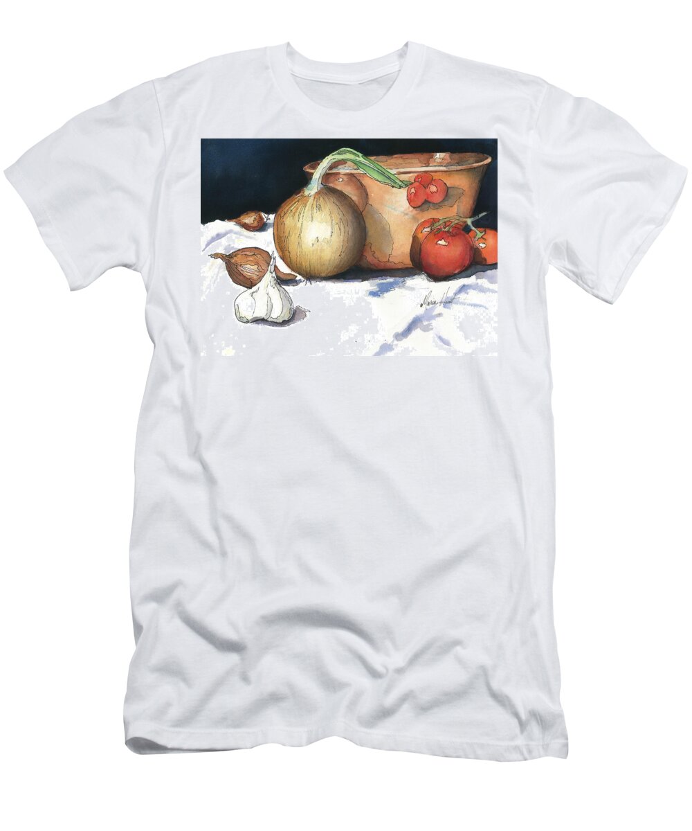 Tomatoes T-Shirt featuring the painting Reflections in Copper by Maria Hunt