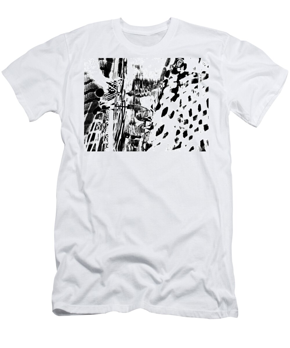 Abstract Expressionist Series Of Varying Color And Expanding Design T-Shirt featuring the digital art Reflections Sixteen by Priscilla Batzell Expressionist Art Studio Gallery