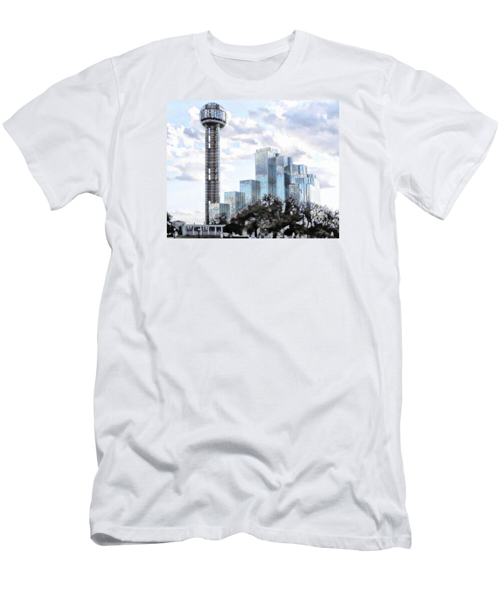 Dallas T-Shirt featuring the photograph Reunion Tower Dallas Texas by Kathy Churchman