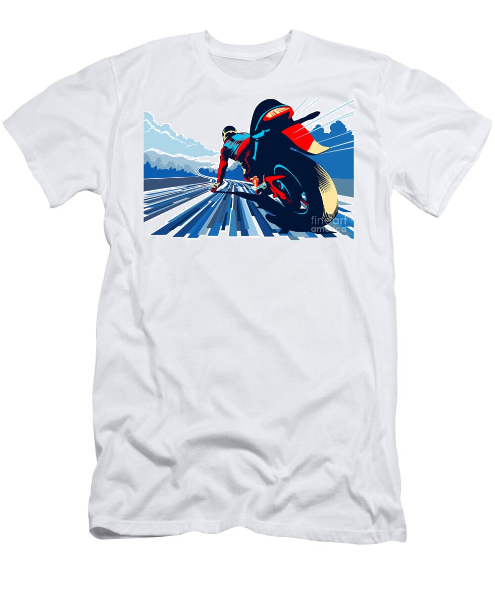 Motor Sports T-Shirt featuring the painting Riding on the edge by Sassan Filsoof