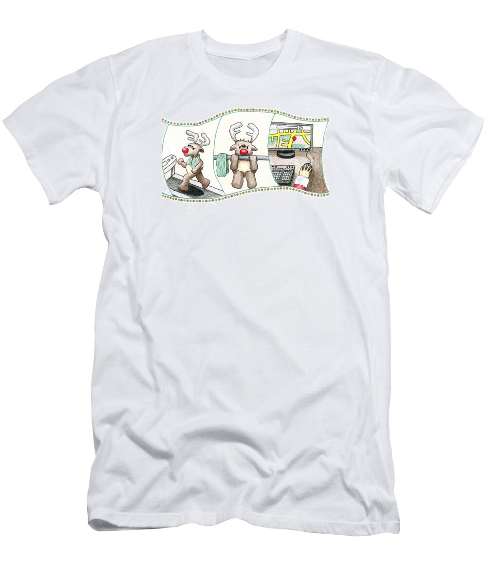Training Reindeer T-Shirt featuring the drawing Right Before X'mas by Keiko Katsuta
