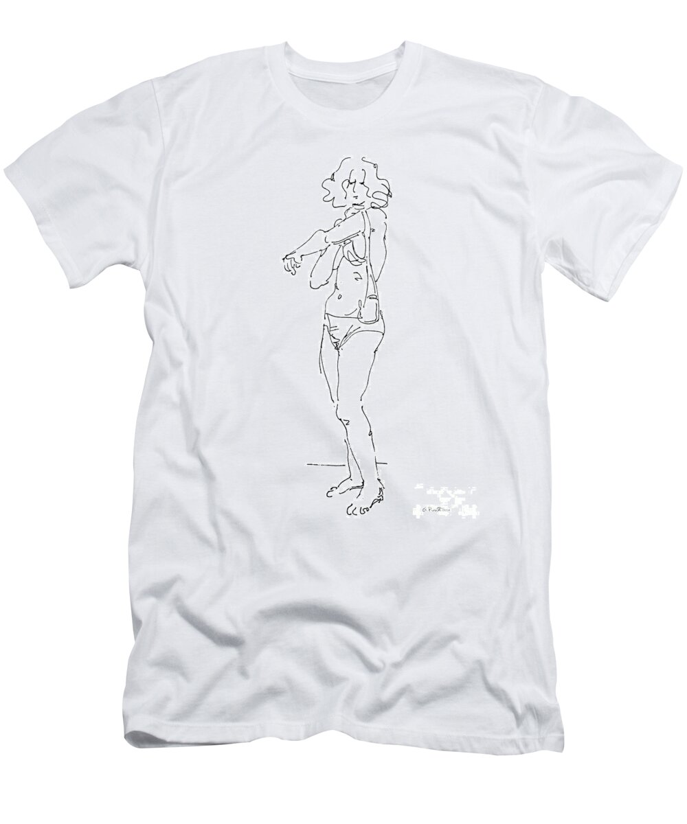 Females T-Shirt featuring the drawing Rikka Dressing 4of8 by Gordon Punt