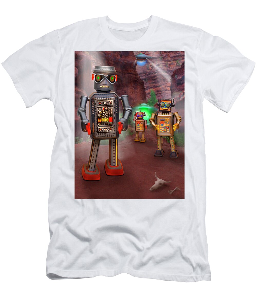 Robots T-Shirt featuring the photograph Robots With Attitudes 2 by Mike McGlothlen