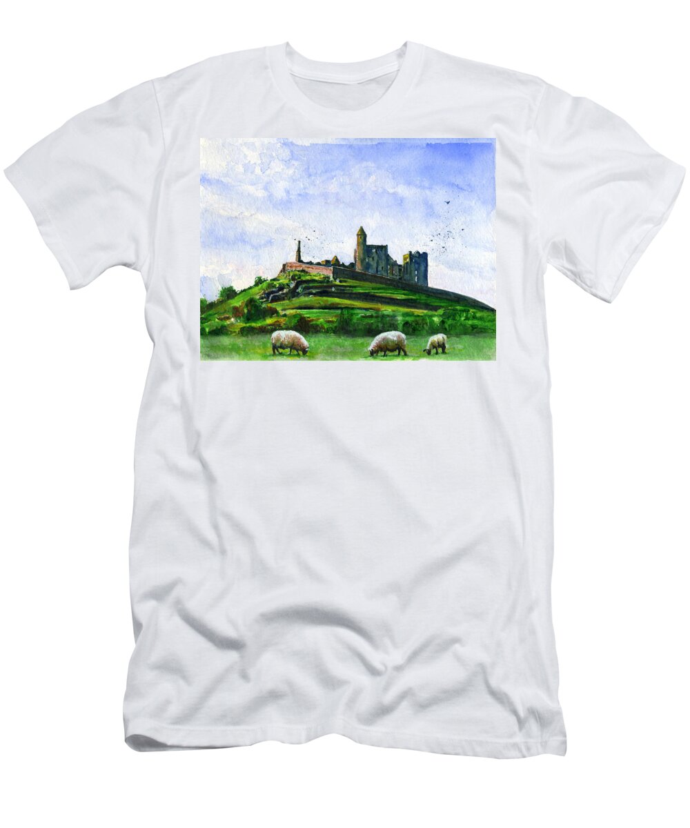 Ireland T-Shirt featuring the painting Rock of Cashel Ireland by John D Benson