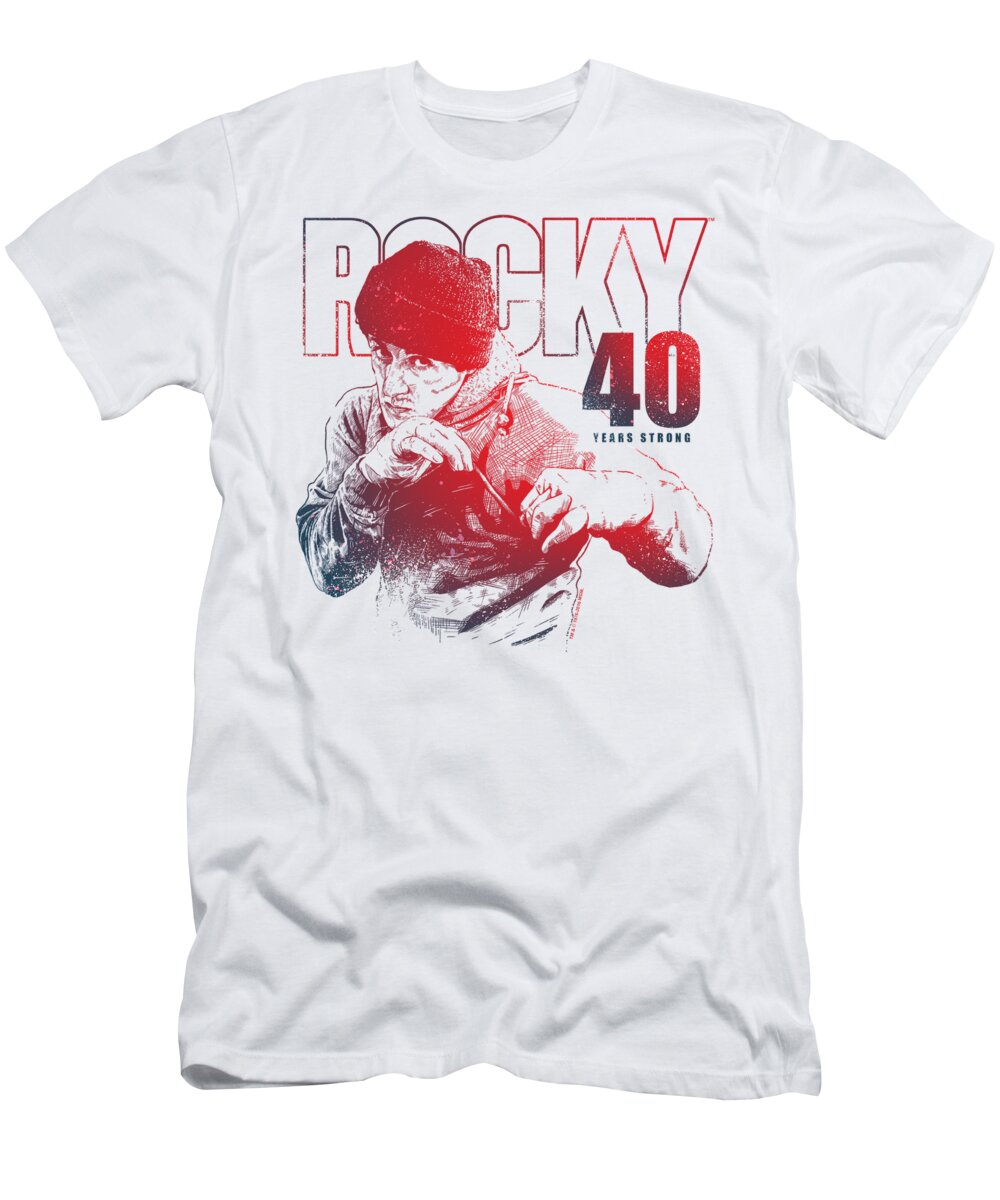  T-Shirt featuring the digital art Rocky - 40 Years Strong by Brand A