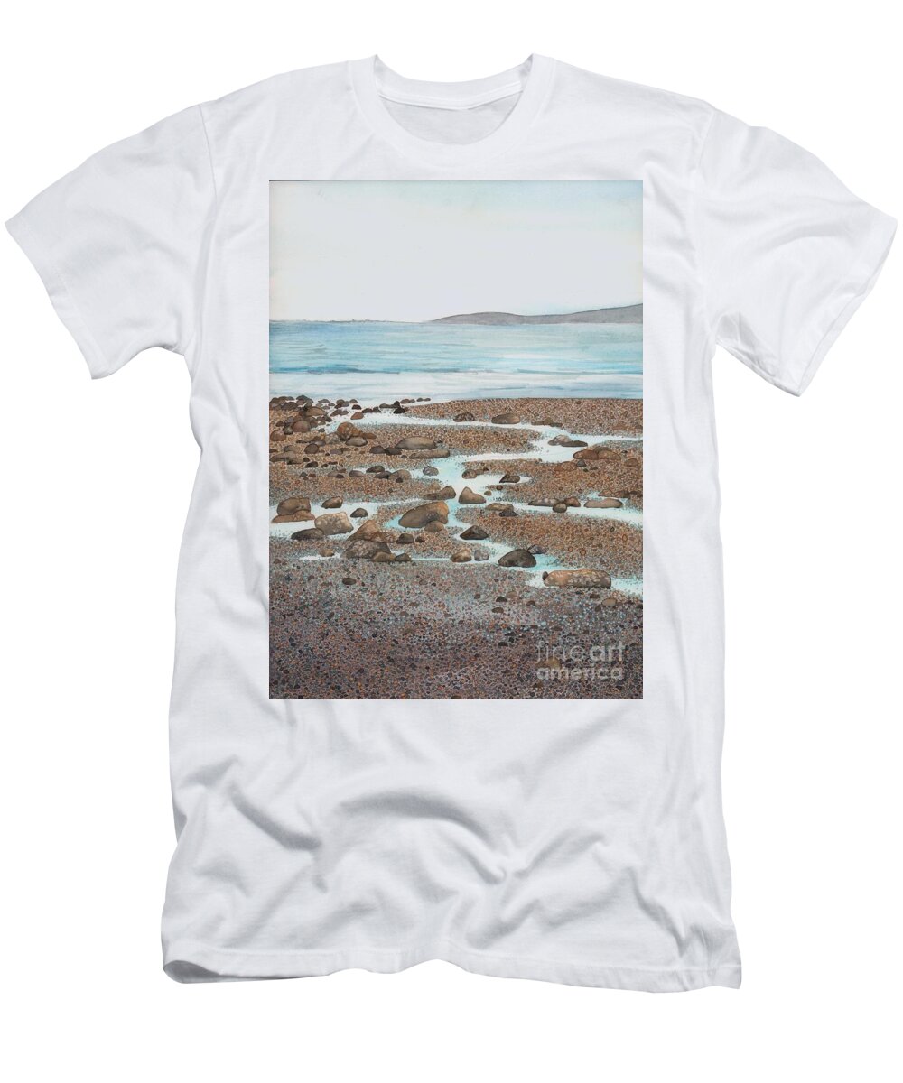 Tide Pools T-Shirt featuring the painting Rocky Beach by Hilda Wagner