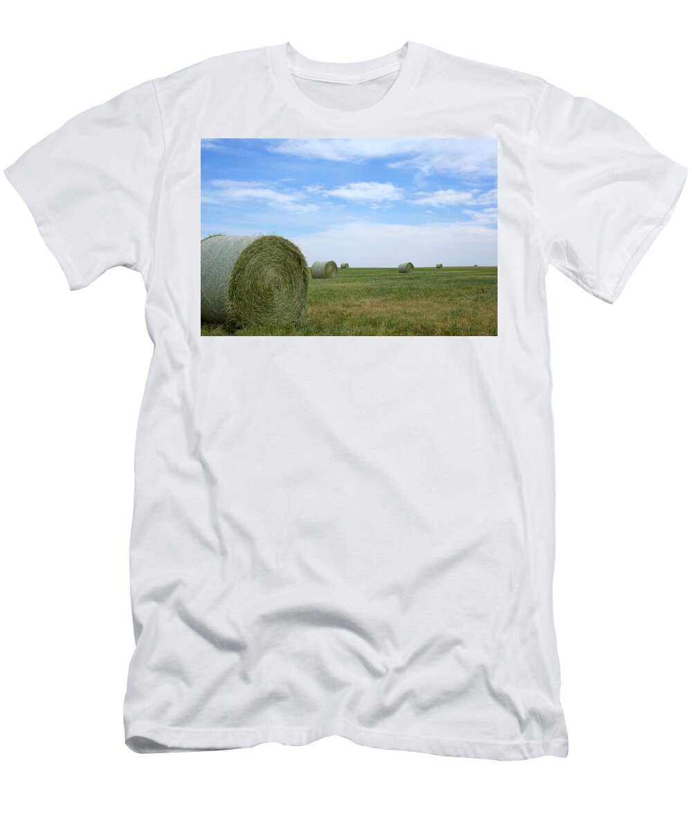 Hay Bales Photograph T-Shirt featuring the photograph Rollin' Rollin' Rollin' by Jim Garrison