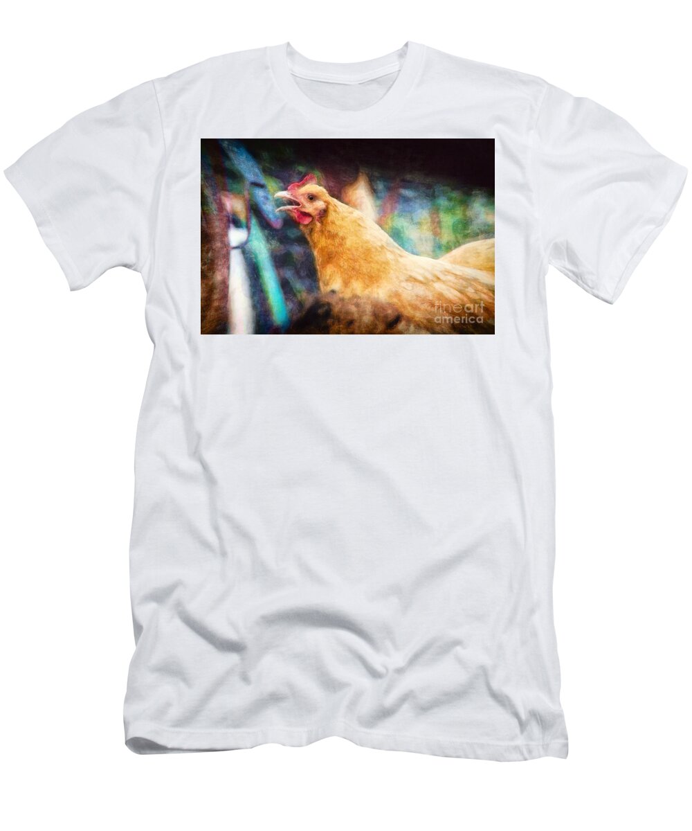 Rooster T-Shirt featuring the photograph Rooster Cry by Davy Cheng