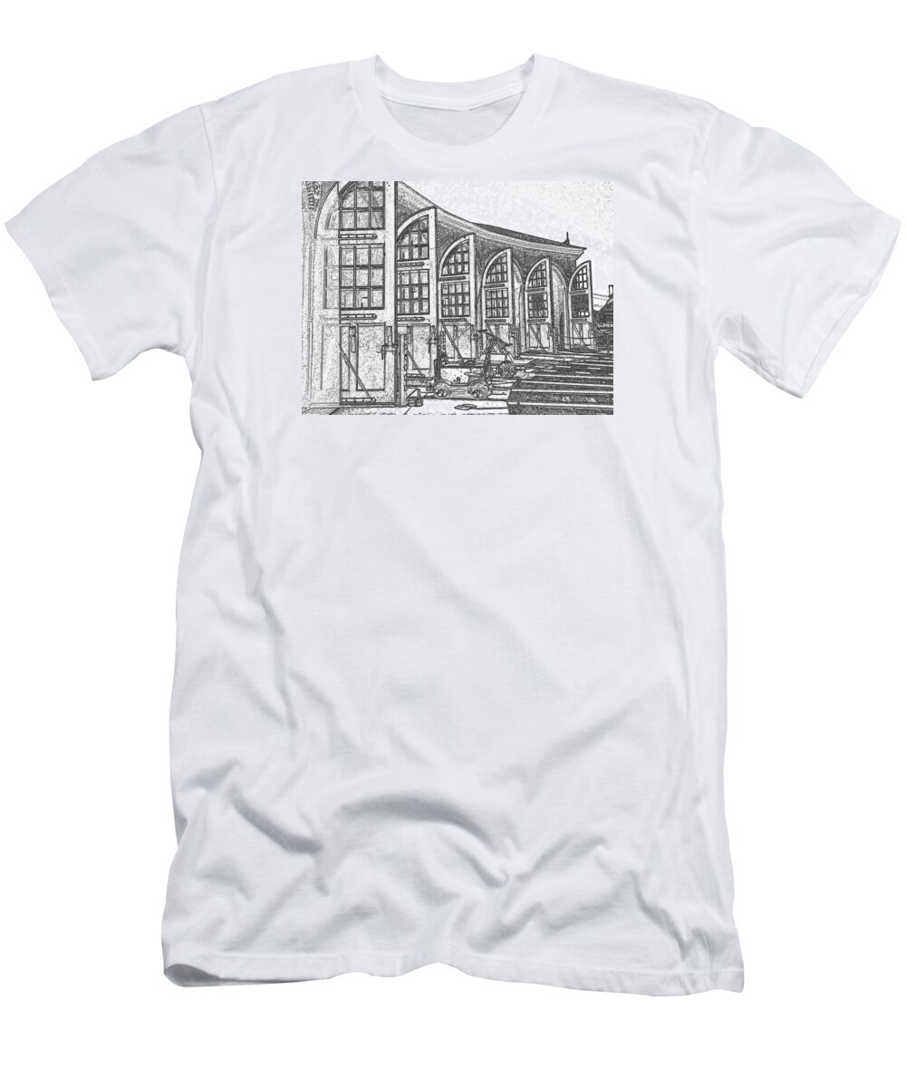 Trains T-Shirt featuring the photograph Round House Doors DM 1 by Daniel Thompson