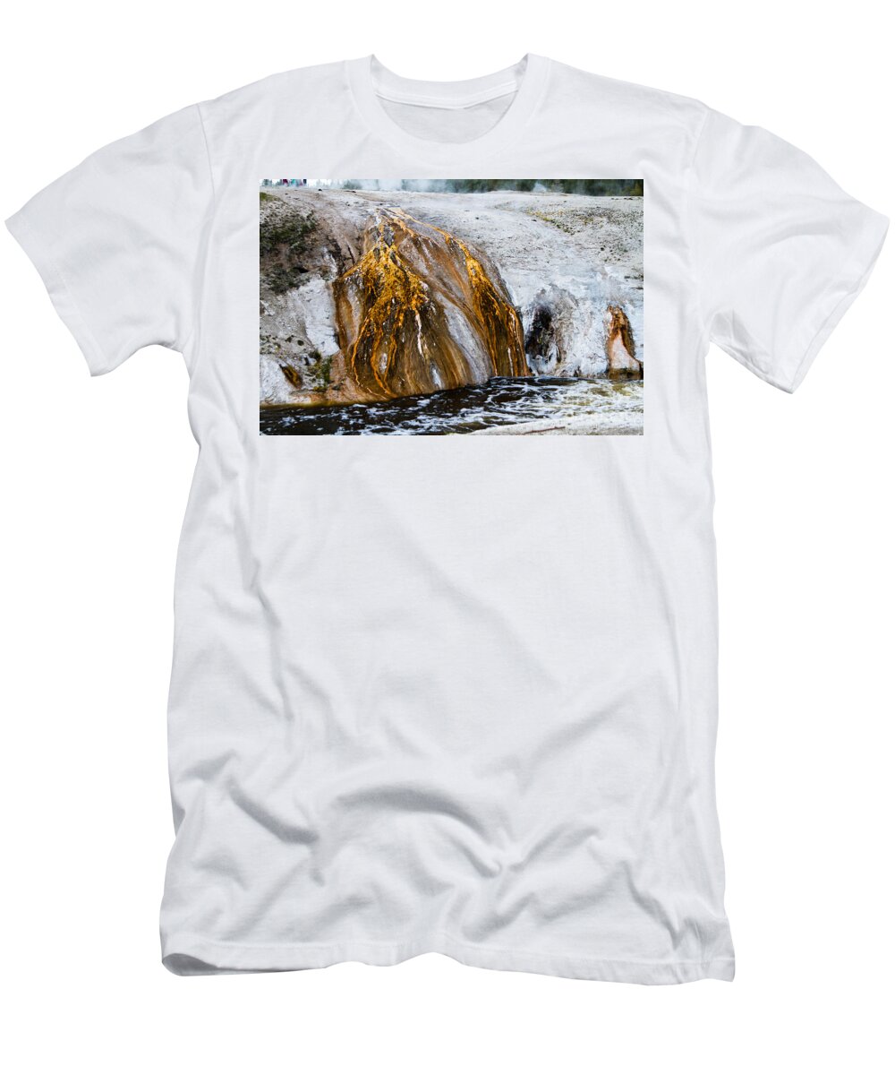 Algae T-Shirt featuring the photograph Runoff From Geyser by Dan Hartford