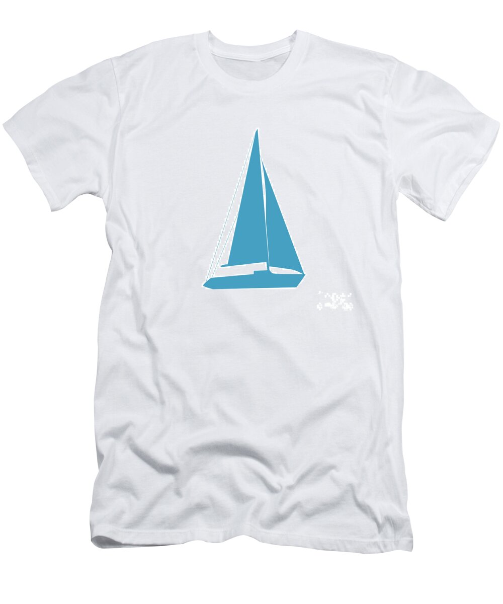 Graphic Art T-Shirt featuring the photograph Sailboat in White and Turquoise by Jackie Farnsworth
