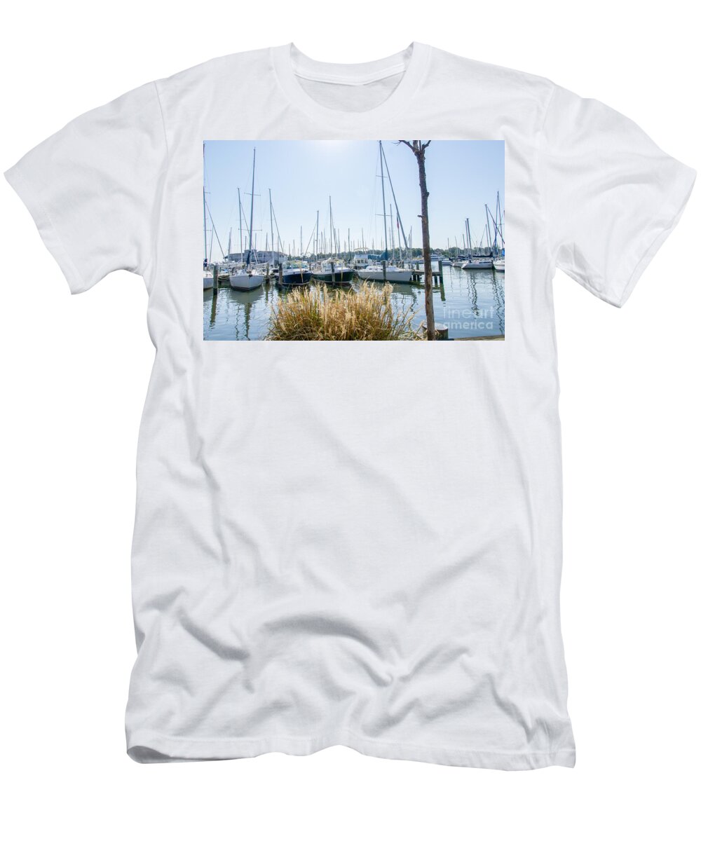 Landscape T-Shirt featuring the photograph Sailboats on Back Creek by Charles Kraus