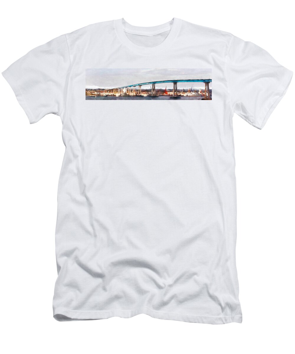 San Diego T-Shirt featuring the photograph San Diego Coronado Bridge 5D24388wcstyle by Wingsdomain Art and Photography