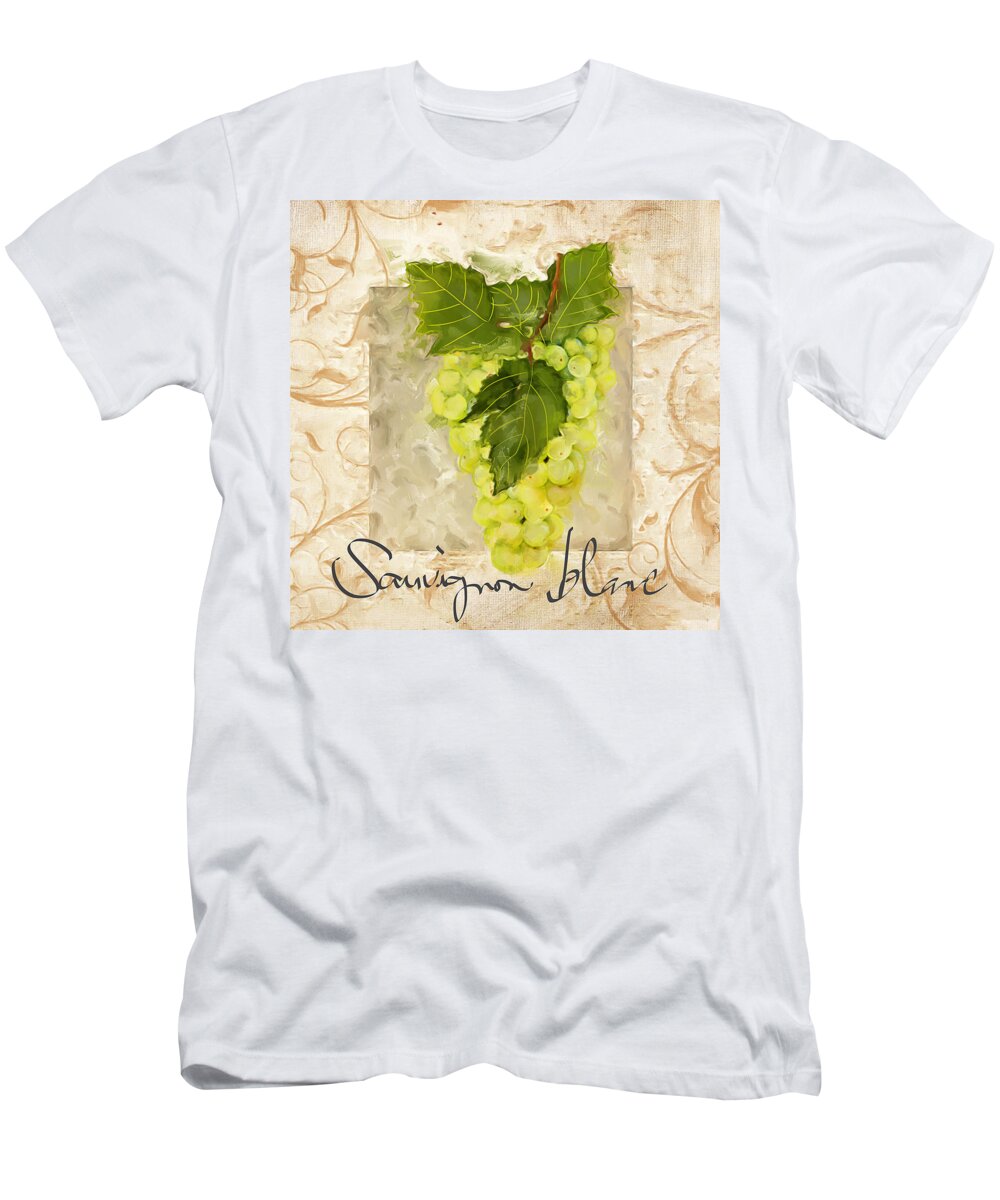 Wine T-Shirt featuring the painting Sauvignon Blanc II by Lourry Legarde