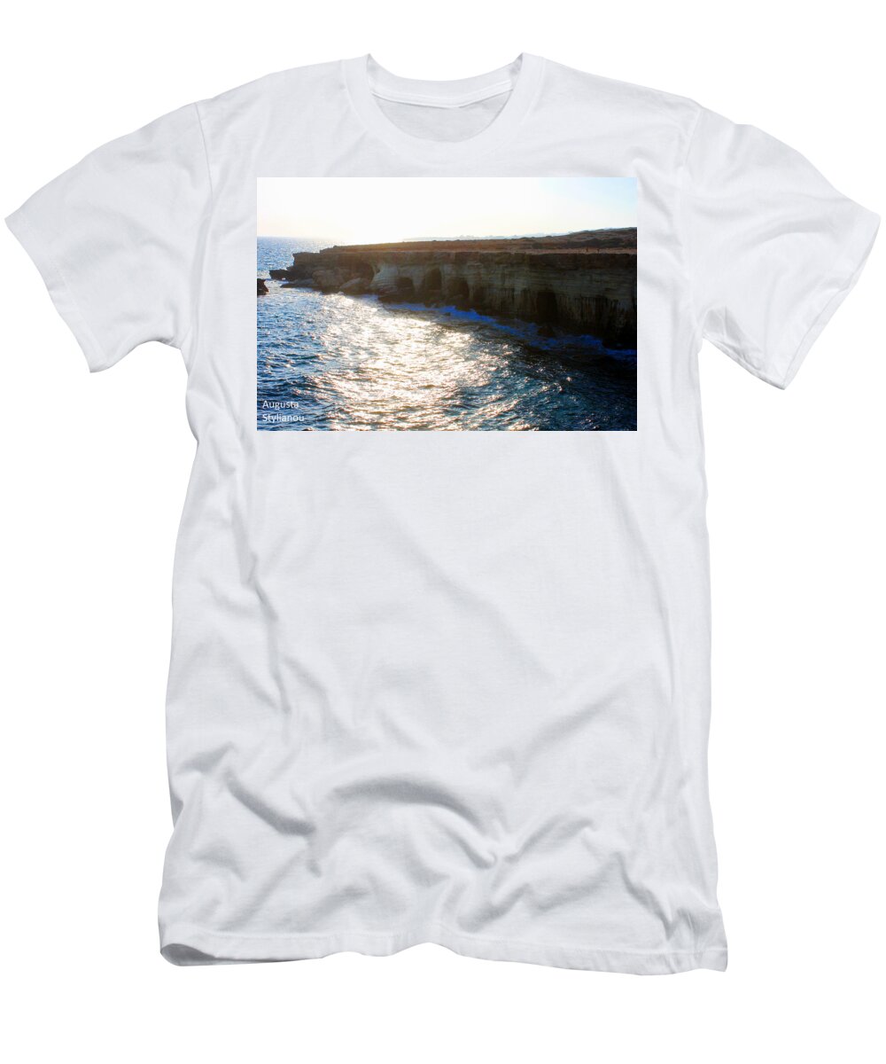 Augusta Stylianou T-Shirt featuring the photograph Sea Caves by Augusta Stylianou