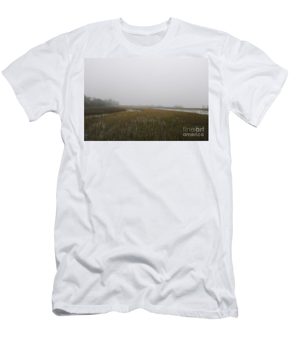 Fog T-Shirt featuring the photograph Wando River Sea Fog by Dale Powell