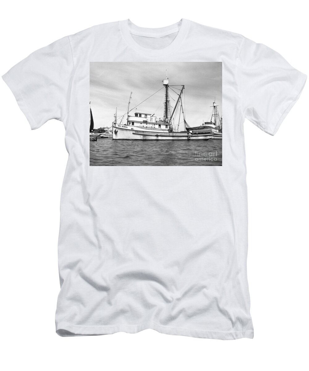 Harbor T-Shirt featuring the photograph Purse seiner Sea Queen Monterey harbor California fishing boat purse seiner by Monterey County Historical Society
