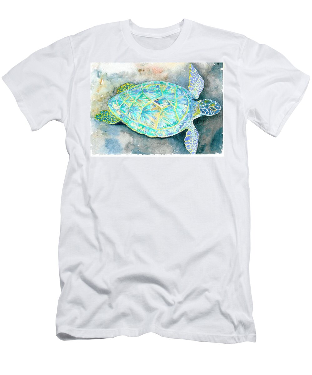 Sea Turtle T-Shirt featuring the painting Sea Turtle II by Anne Marie Brown