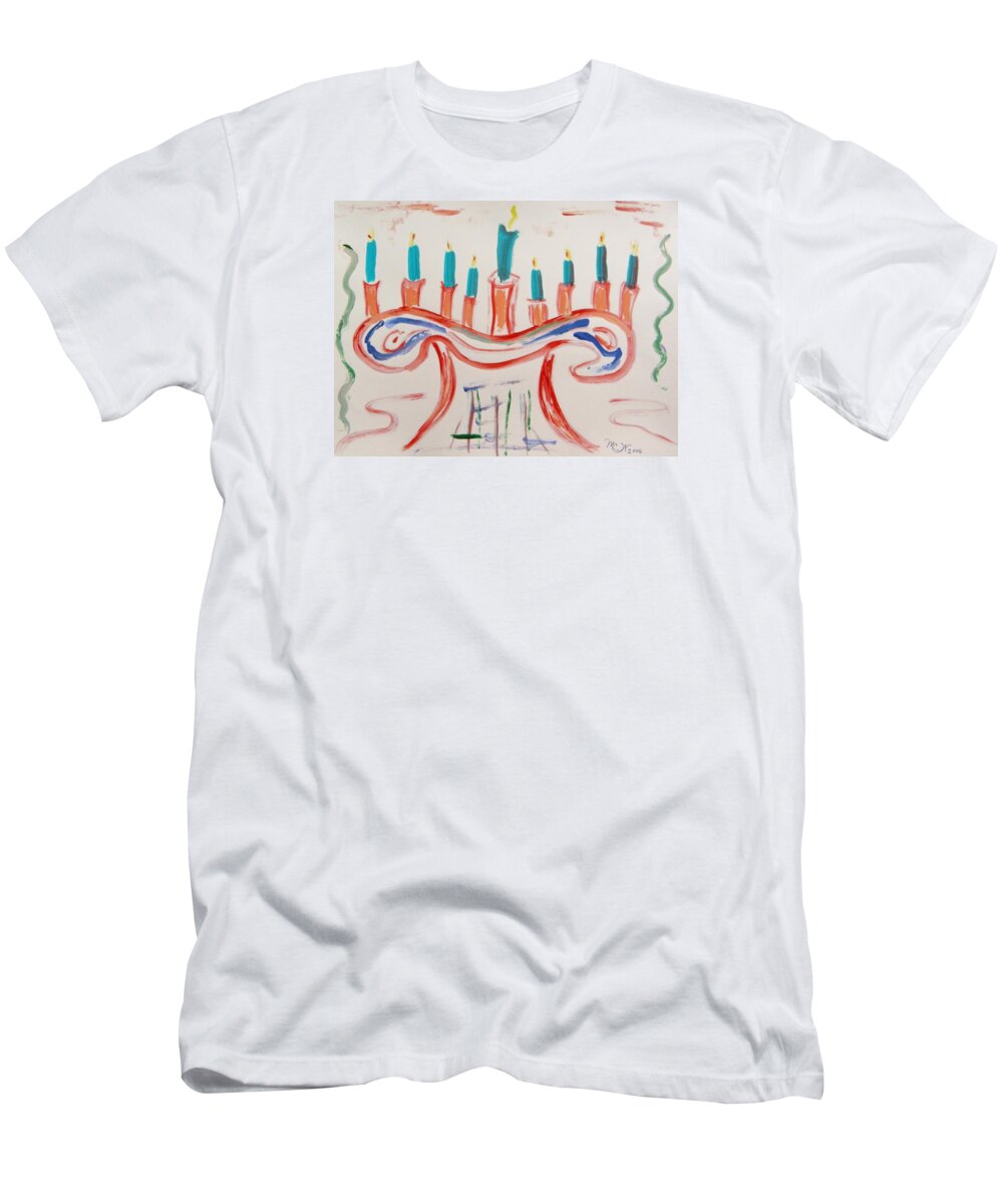Hanukkah T-Shirt featuring the painting Season of the Lights by Mary Carol Williams