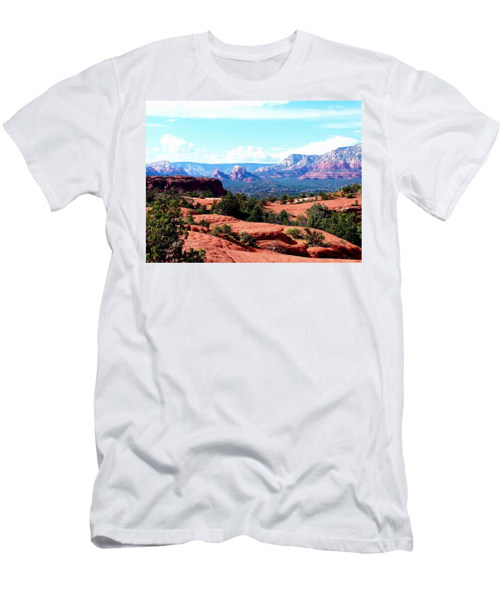 Red T-Shirt featuring the photograph Sedona-11 by Dean Ferreira