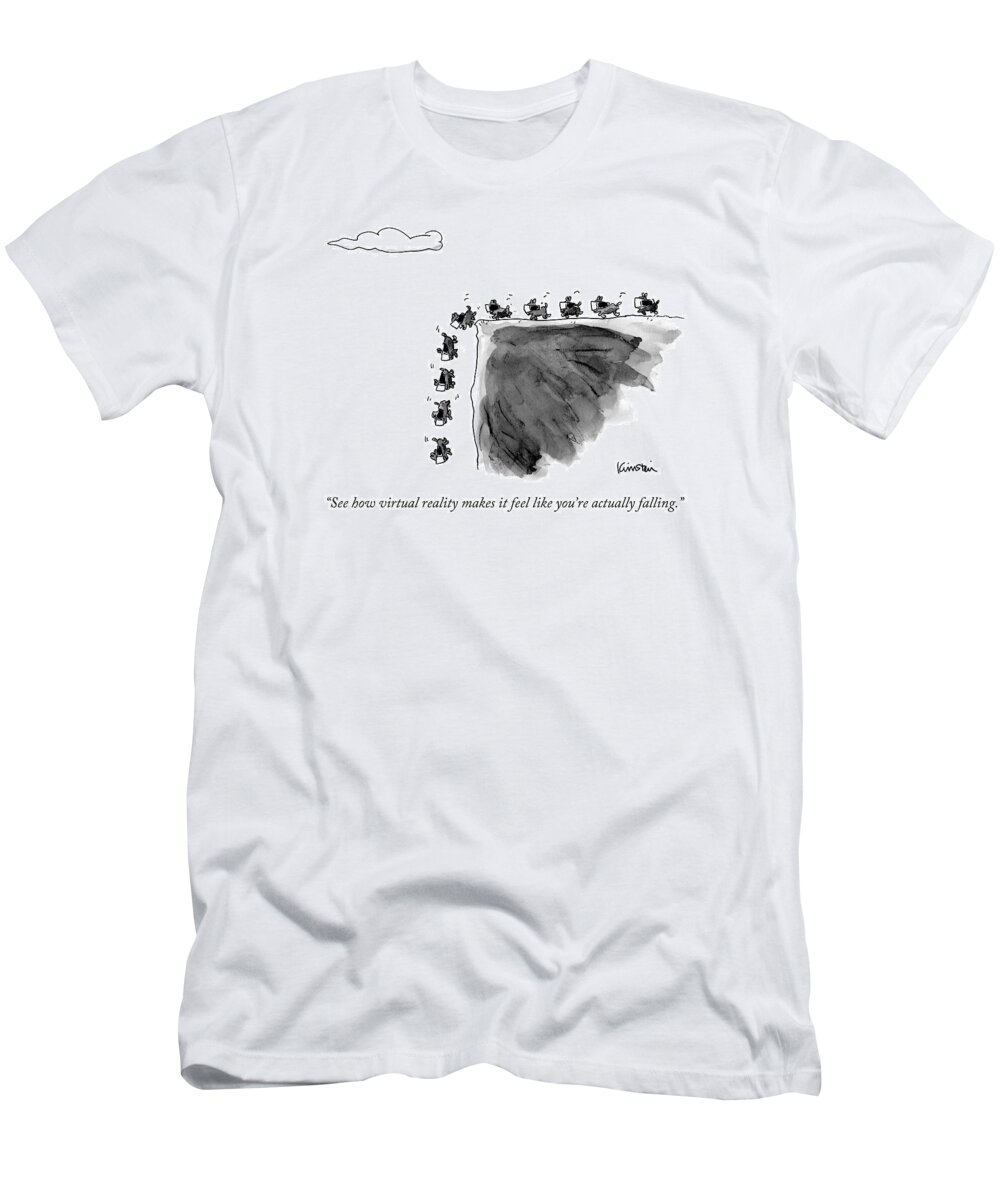 Dogs T-Shirt featuring the drawing See How Virtual Reality Makes It Feel Like You're by Ken Krimstein