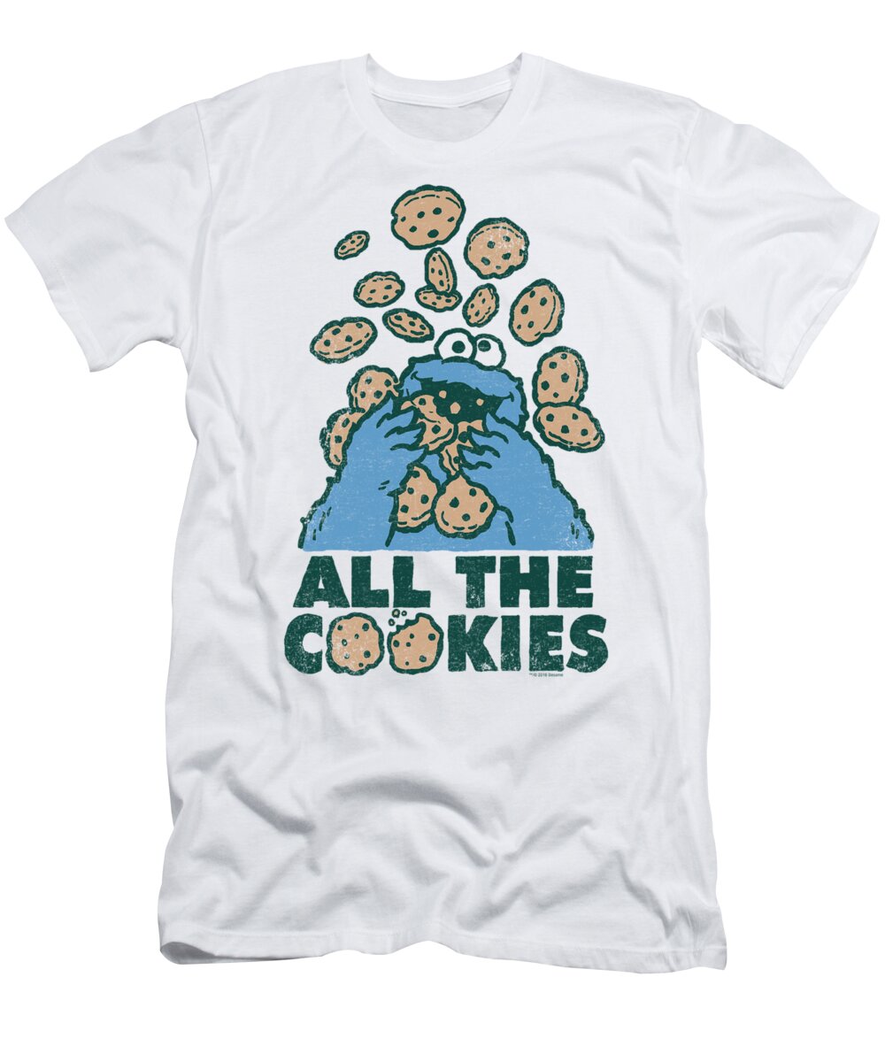 Cookie Monster T-Shirt featuring the digital art Sesame Street - All The Cookies by Brand A