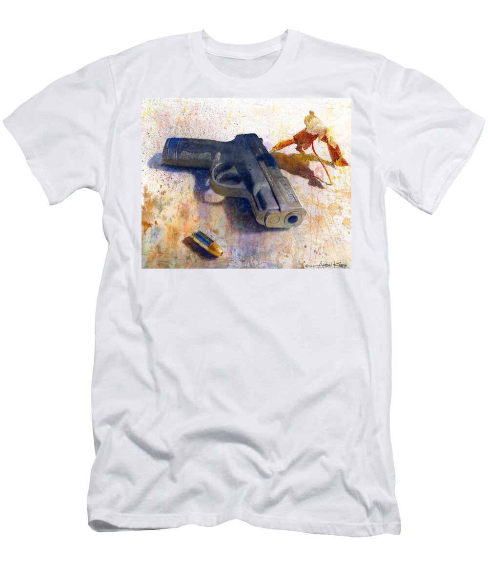 Watercolor T-Shirt featuring the painting Shield on the Ground by Andrew King