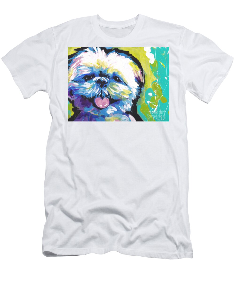Shih Tzu T-Shirt featuring the painting Shitzy Smile by Lea S