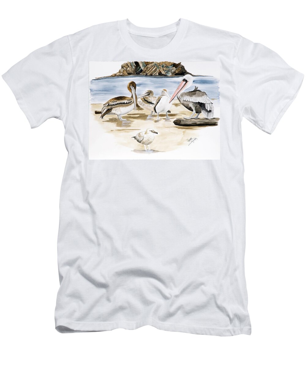 Birds T-Shirt featuring the painting Shore Birds by Joette Snyder