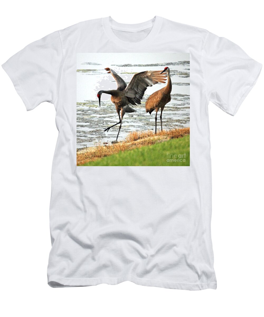 Sandhill Cranes T-Shirt featuring the photograph Showoff by Carol Groenen