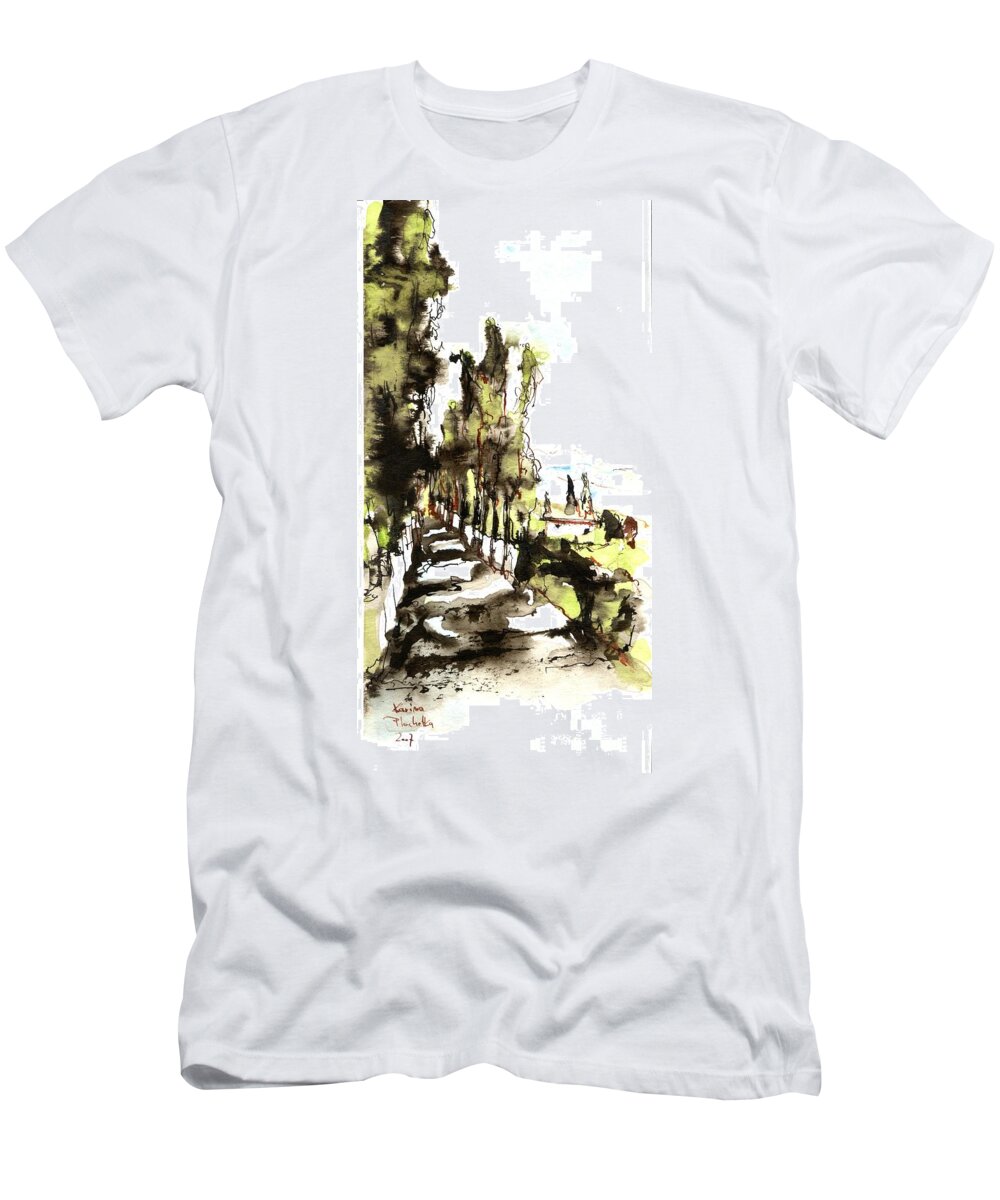Avenue T-Shirt featuring the painting Sketch For Painting_2 by Karina Plachetka