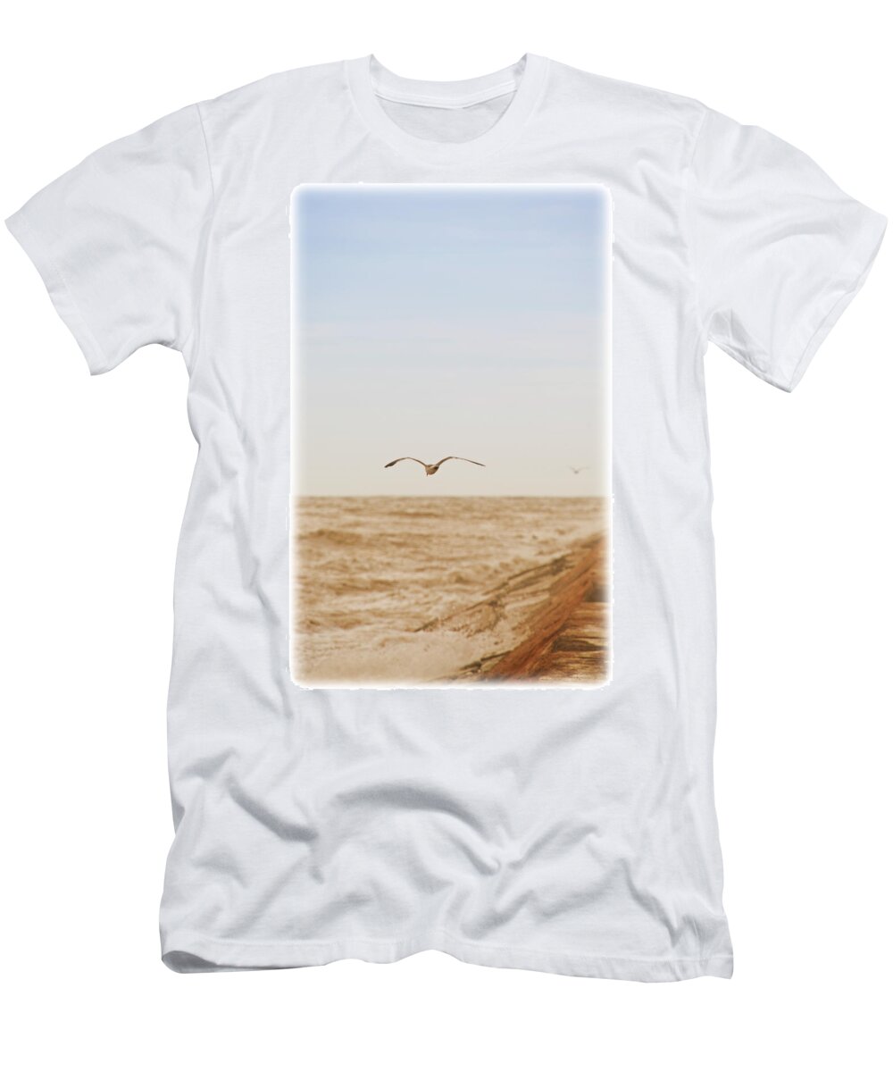 Seagull T-Shirt featuring the photograph Sky Surfing by Max Mullins