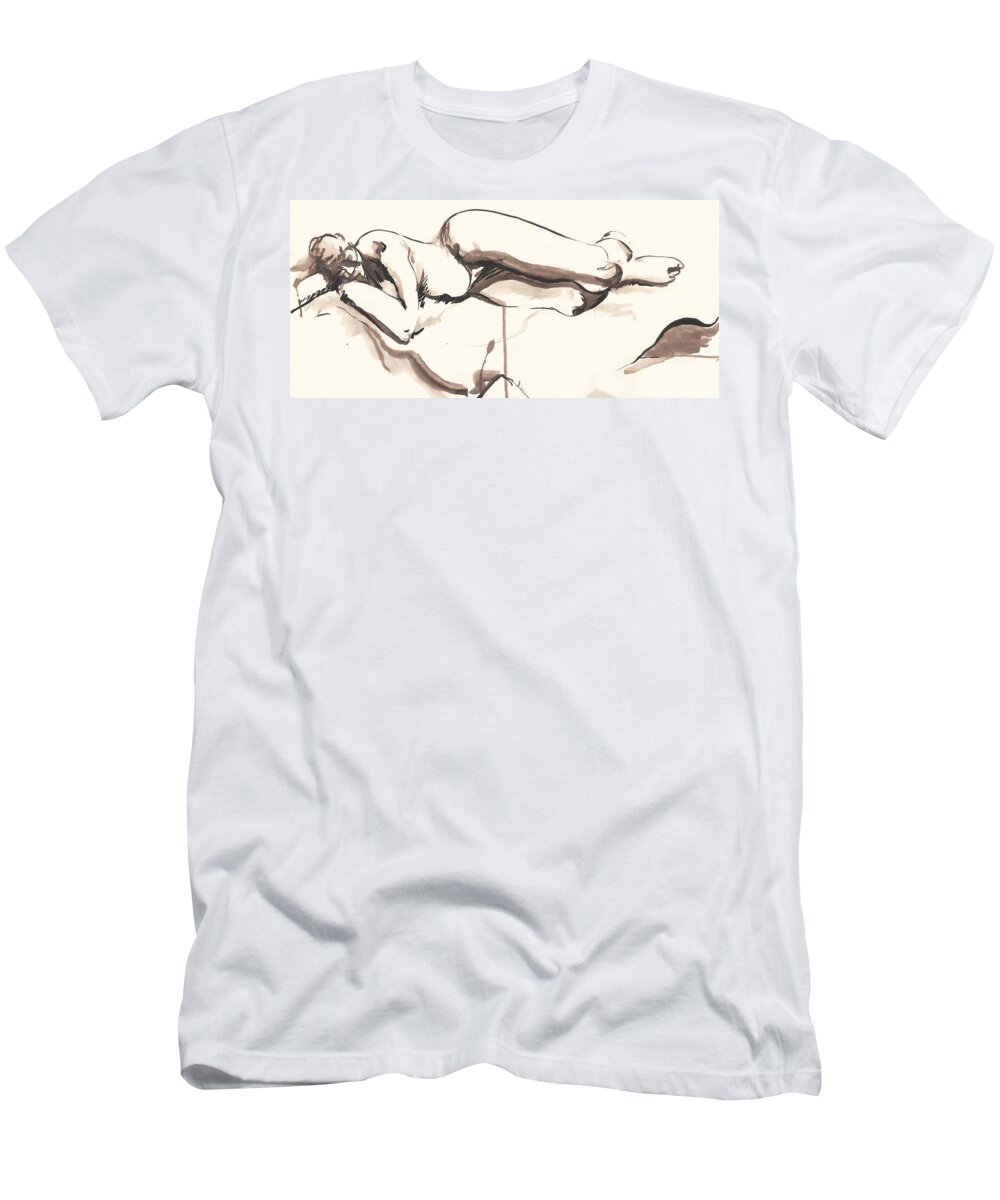 Sleeping T-Shirt featuring the painting Sleeping Nude by Melinda Dare Benfield