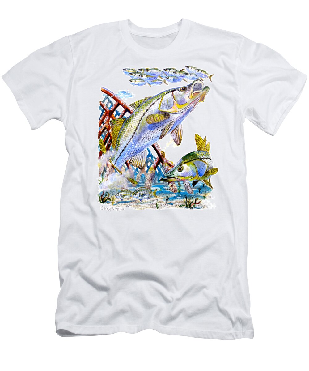Snook T-Shirt featuring the painting Snook Ambush by Carey Chen