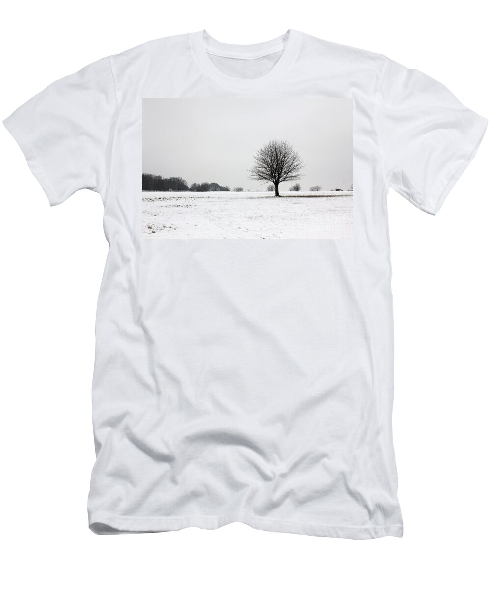 Epsom Downs T-Shirt featuring the photograph Snow on Epsom Downs Surrey England UK by Julia Gavin