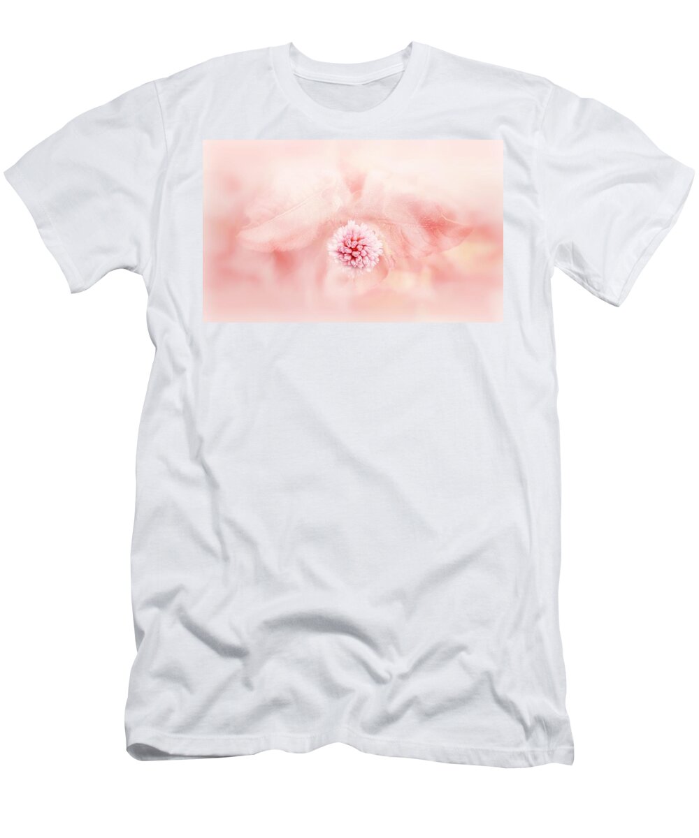 Soft Flower T-Shirt featuring the digital art Soft pink floral abstract by Lilia S
