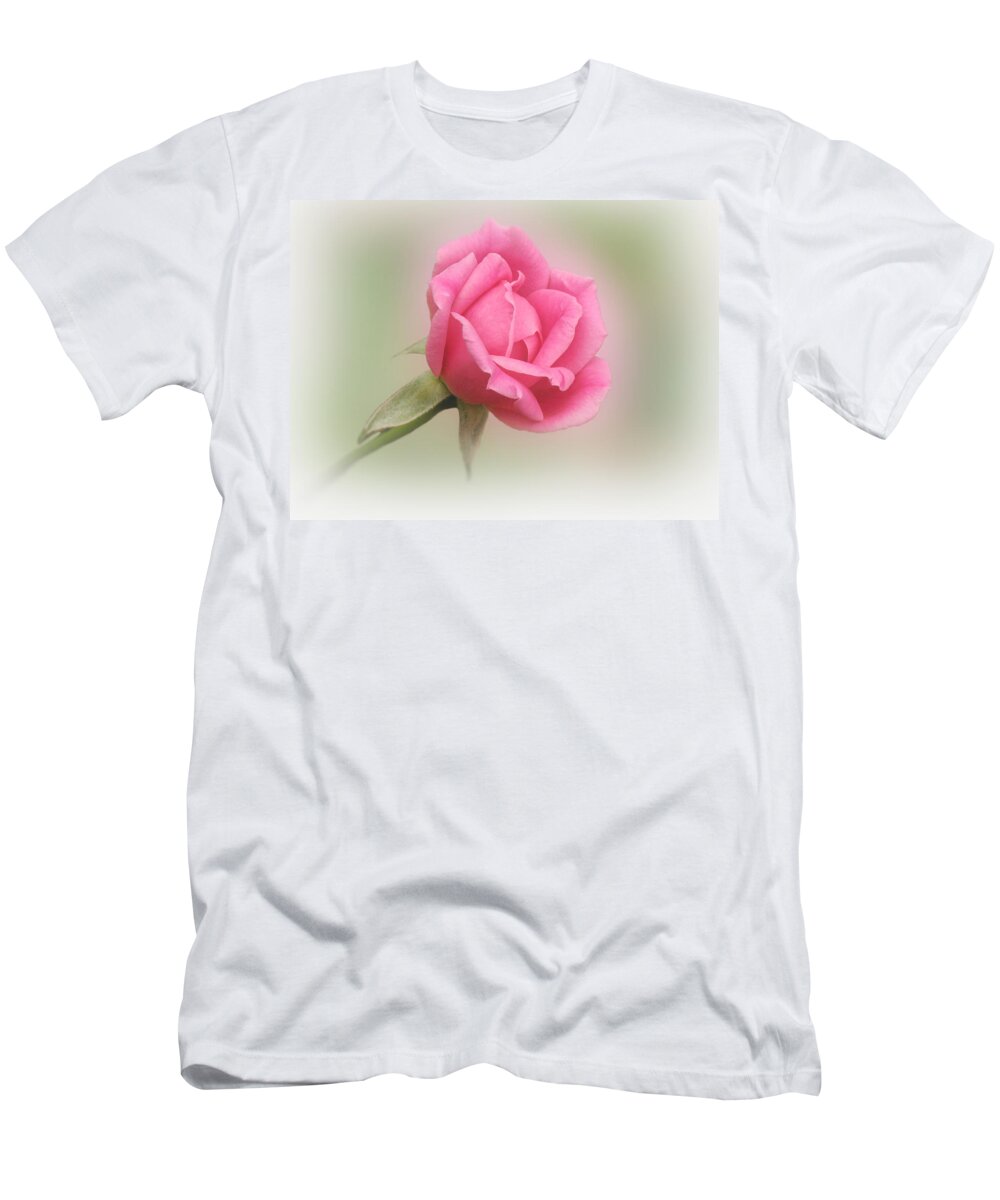 Rose T-Shirt featuring the photograph Softly Pink by Sandy Keeton