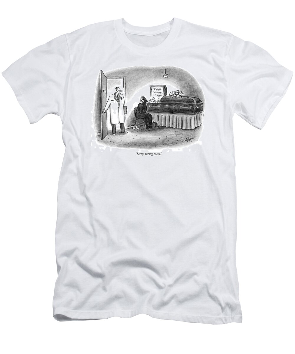 Doctors - General T-Shirt featuring the drawing Sorry, Wrong Room by Frank Cotham