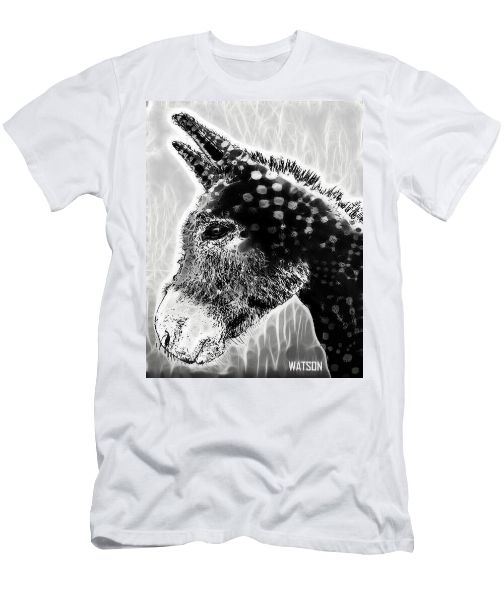 Young T-Shirt featuring the digital art Spotted Donkey- Black and White by Marlene Watson