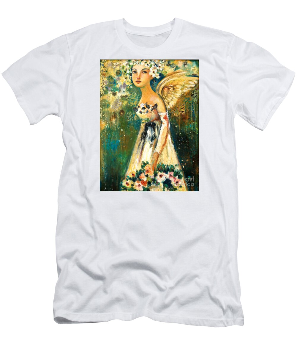 Angel T-Shirt featuring the painting Spring Angel by Shijun Munns