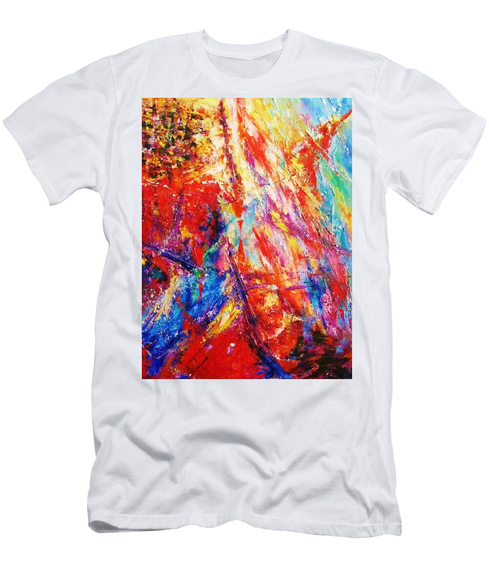 Energy Art T-Shirt featuring the painting STAIRWAY TO HEAVEN. Collection 5D by Helen Kagan