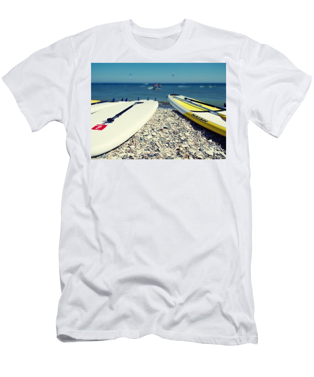 Action T-Shirt featuring the photograph Stand Up Paddle Boards by Stelios Kleanthous