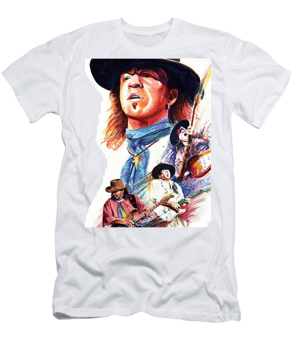 Guitarists T-Shirt featuring the painting Stevie Ray Vaughn by Ken Meyer jr