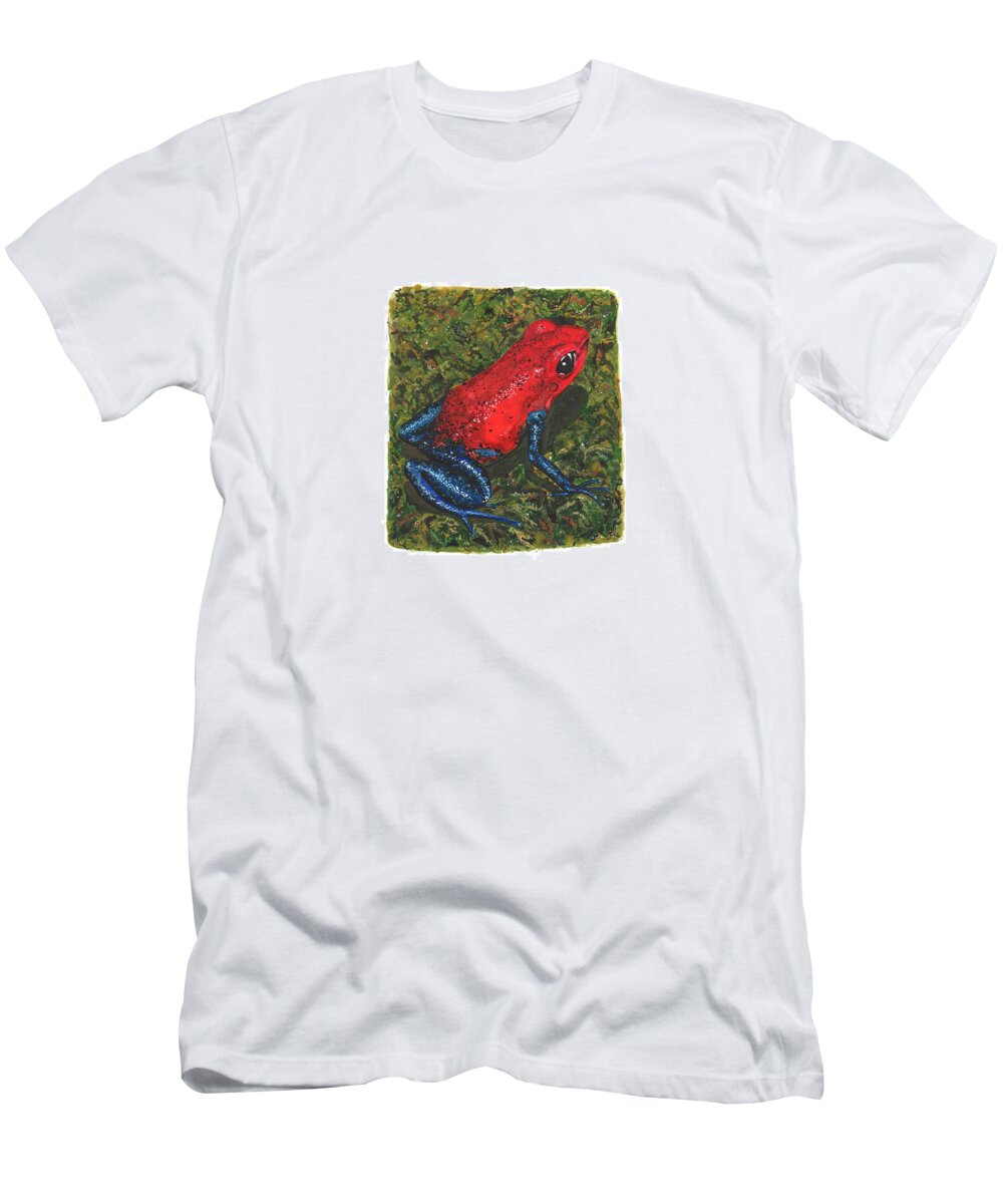 Strawberry Poison Dart Frog T-Shirt featuring the painting Strawberry Poison Dart Frog by Cindy Hitchcock