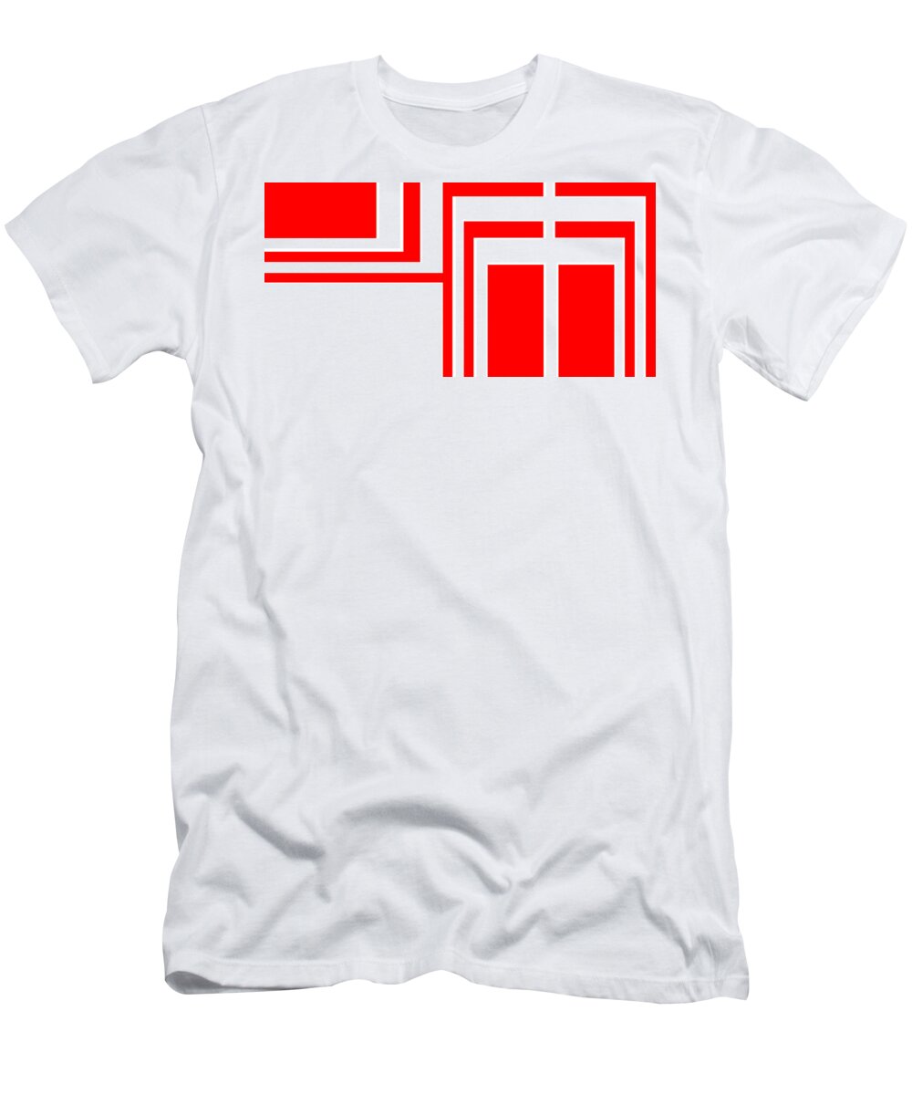  T-Shirt featuring the digital art Study In White and Red by Cletis Stump