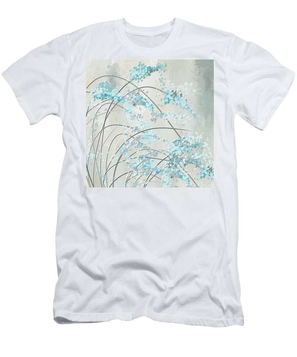 Blue T-Shirt featuring the painting Summer Showers by Lourry Legarde