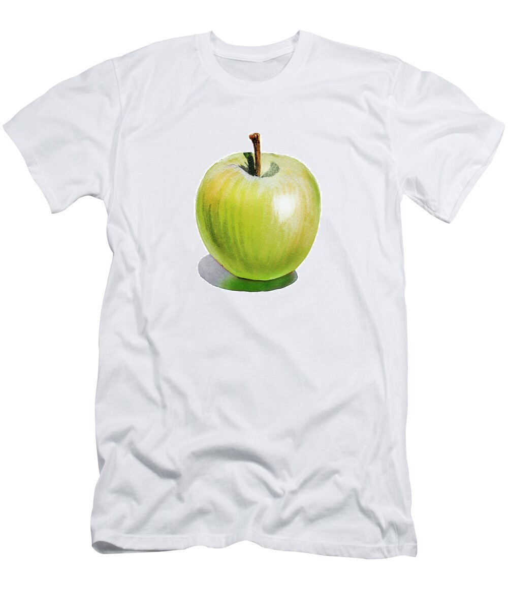 Apple T-Shirt featuring the painting Sun Kissed Green Apple by Irina Sztukowski